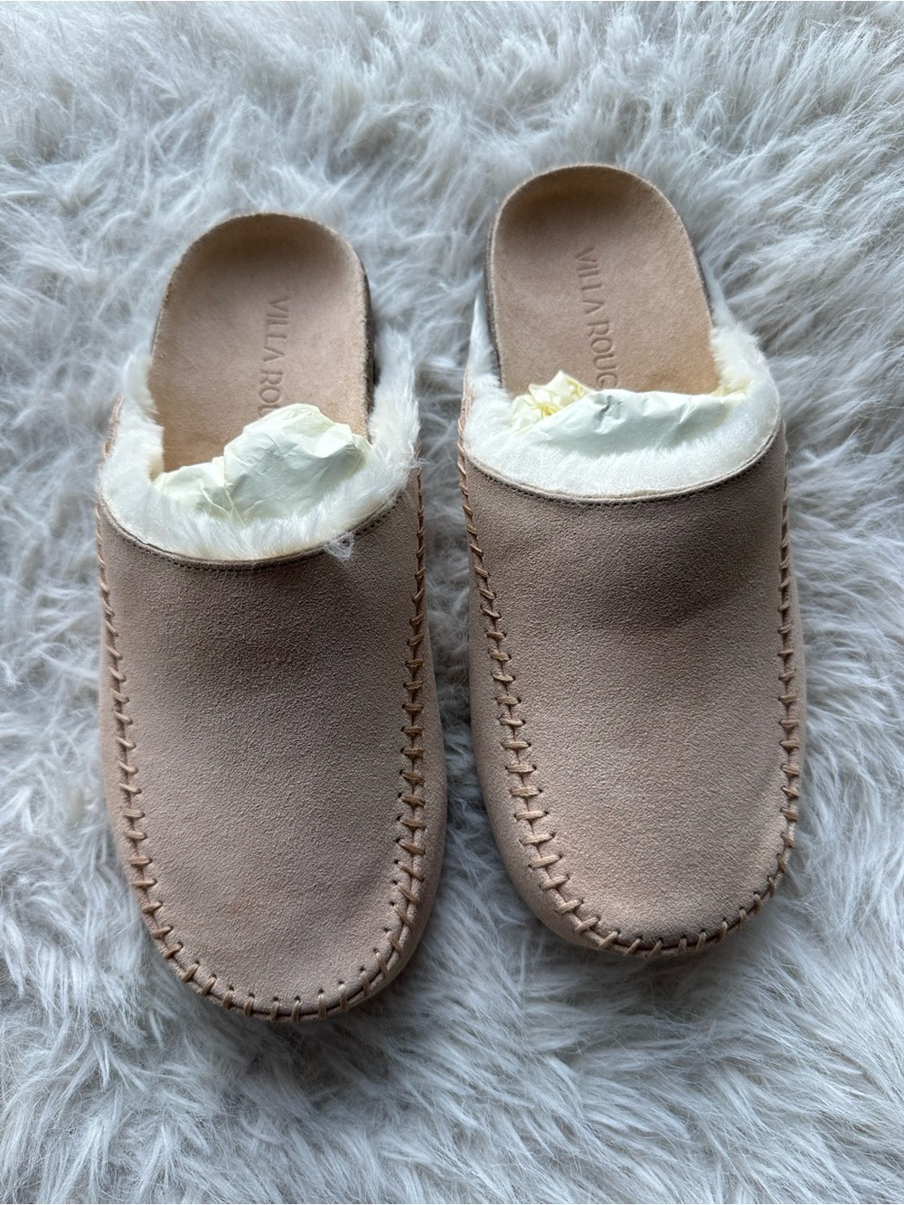 Valdez New Cozy Faux-Shearling Slip-On Slippers in Nude Villa Rouge 5.5